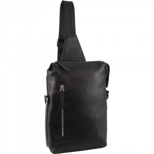 Torba Crossbody Pierre Cardin Leather 3-Way Sling Bag Męskie Czarne | UYXGO-6520