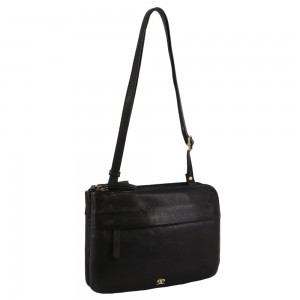 Torba Crossbody Pierre Cardin Leather Crossbody Bag Damskie Czarne | GYUZE-0852