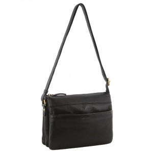 Torba Crossbody Pierre Cardin Leather Crossbody Bag Damskie Czarne | GBNSE-8617