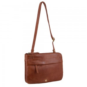 Torba Crossbody Pierre Cardin Leather Crossbody Bag Damskie Brązowe | MEFNQ-4059