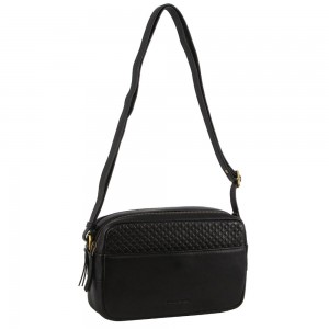Torba Crossbody Pierre Cardin Leather Diamond Pattern Embossed Crossbody Bag Damskie Czarne | EBWMN-8932