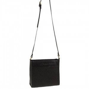 Torba Crossbody Pierre Cardin Leather Diamond Pattern Embossed Cross-Body Bag Damskie Czarne | DPXGV-5017