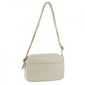 Torba Crossbody Pierre Cardin Leather Diamond Pattern Embossed Crossbody Bag Damskie Beżowe | BYAXU-4108