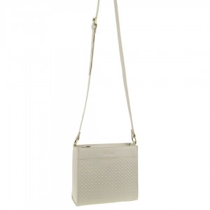 Torba Crossbody Pierre Cardin Leather Diamond Pattern Embossed Cross-Body Bag Damskie Beżowe | XQCMT-7012