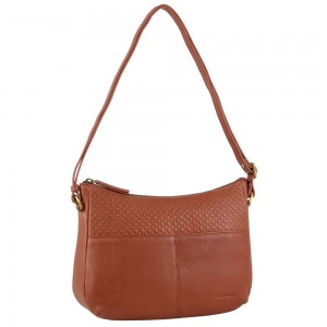 Torba Crossbody Pierre Cardin Leather Diamond Pattern Embossed Cross-Body Bag Damskie Brązowe | IHLUB-3478
