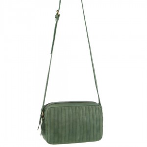 Torba Crossbody Pierre Cardin Leather Double Zip Bag Damskie Zielone | KVFQW-5378
