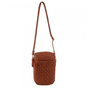 Torba Crossbody Pierre Cardin Leather Embossed Phone Crossbody Bag Damskie Brązowe | EZHPF-6158