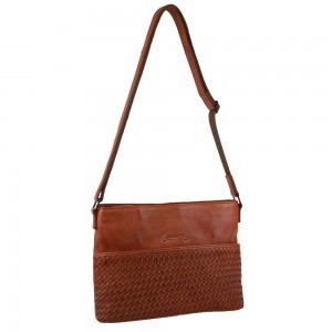 Torba Crossbody Pierre Cardin Leather Embossed Woven Cross-Body Bag Damskie Brązowe | ZOAEW-3586