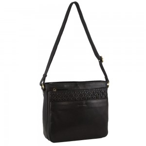Torba Crossbody Pierre Cardin Leather Embossed Crossbody Bag Damskie Czarne | JRTYA-7634