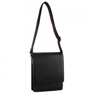 Torba Crossbody Pierre Cardin Leather Flap-over Cross-Body Bag Męskie Czarne | FNOCW-3175