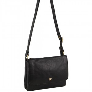 Torba Crossbody Pierre Cardin Leather Flap-over Crossbody Bag Damskie Czarne | TBFVP-4958
