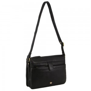 Torba Crossbody Pierre Cardin Leather Layered Style Crossbody Bag Damskie Czarne | XOWRV-3874