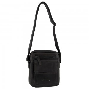 Torba Crossbody Pierre Cardin Leather Multi-Compartment Cross-Body Bag Męskie Czarne | HOZYI-8153