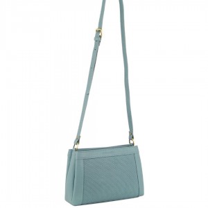 Torba Crossbody Pierre Cardin Leather Perforated Design Cross-Body Bag Damskie Niebieskie | ZTASQ-7235