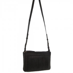Torba Crossbody Pierre Cardin Leather Pleated Design Crossbody Bag Damskie Czarne | ATBQJ-4839