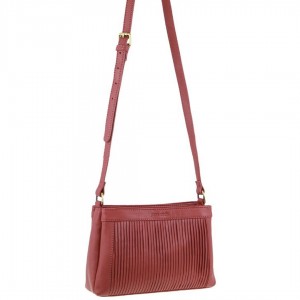 Torba Crossbody Pierre Cardin Leather Pleated Design Crossbody Bag Damskie Marsala | SCNBF-1234