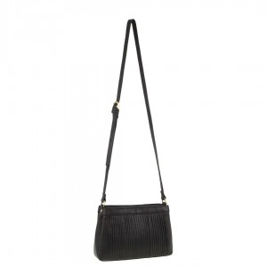 Torba Crossbody Pierre Cardin Leather Pleated Design Crossbody Bag Damskie Czarne | RAXFY-0172