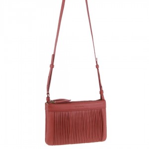 Torba Crossbody Pierre Cardin Leather Pleated Design Crossbody Bag Damskie Marsala | OIFJL-0613