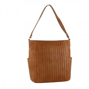 Torba Crossbody Pierre Cardin Leather Stitch-design Hobo Bag Damskie Brązowe | FKZRC-0274