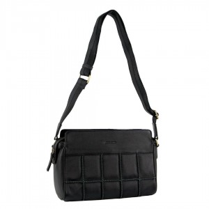 Torba Crossbody Pierre Cardin Leather Stitch-design Cross-Body Bag Damskie Czarne | BOGNZ-2459