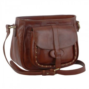 Torba Crossbody Pierre Cardin Leather Stud Detail Cross-body Bag Damskie Brązowe | MTNEH-3970
