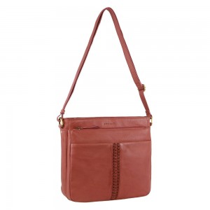 Torba Crossbody Pierre Cardin Leather Woven-Stich Design Crossbody Bag Damskie Marsala | AOWXK-6503
