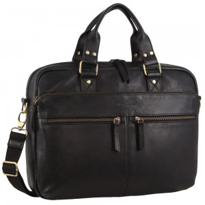 Torba Crossbody Pierre Cardin Multi-Compartment Leather Computer Bag Męskie Czarne | XROUJ-3819