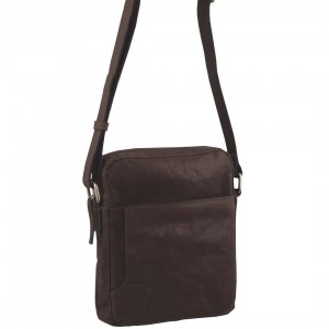 Torba Crossbody Pierre Cardin Rustic Leather Cross Body Tablet Bag Męskie Brązowe | YFRVO-6804