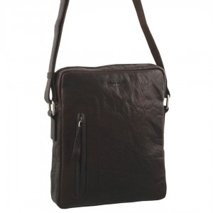 Torba Crossbody Pierre Cardin Rustic Leather iPad Bag Męskie Brązowe | AUEIP-3428