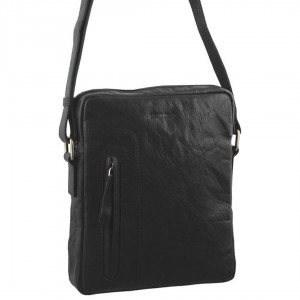 Torba Crossbody Pierre Cardin Rustic Leather iPad Bag Męskie Czarne | RGUBA-7380