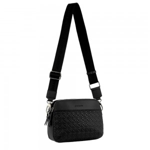 Torba Crossbody Pierre Cardin Webbing Strap Leather Crossbody Bag Damskie Czarne | MBRDI-3704