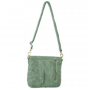 Torba Crossbody Pierre Cardin Woven Embossed Leather Crossbody Bag Damskie Zielone | IFSWA-0568