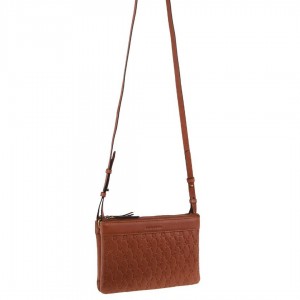 Torba Crossbody Pierre Cardin leather Pleated-Design Cross-Body Bag Damskie Brązowe | FMWEL-0637