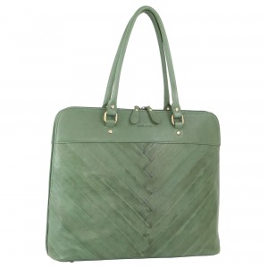 Torby Biznesowe Pierre Cardin Herringbone Leather Large Business Bag Damskie Zielone | ADWHX-5463