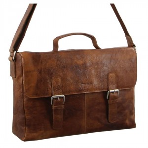 Torby Kurierskie Pierre Cardin Rustic Leather Computer Bag Męskie Brązowe | CYQVF-4320