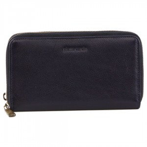 Zapinaj Portfele Pierre Cardin Italian Leather Double Zip Wallet Damskie Indygo | LIKRN-3610