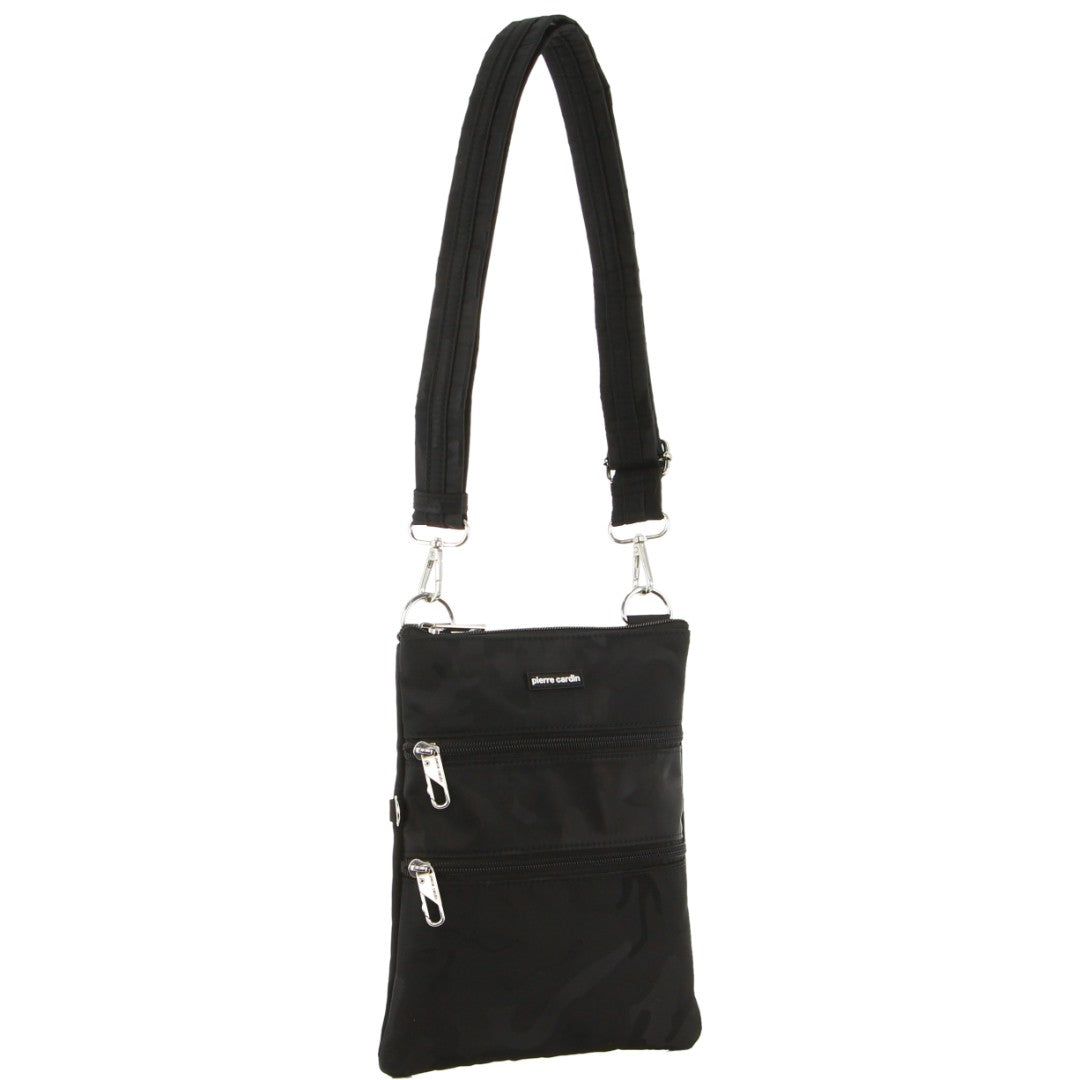 Anti-Theft Range Pierre Cardin Anti-Theft Cross Body Bag Travel Czarne Camo | SKWMB-3210