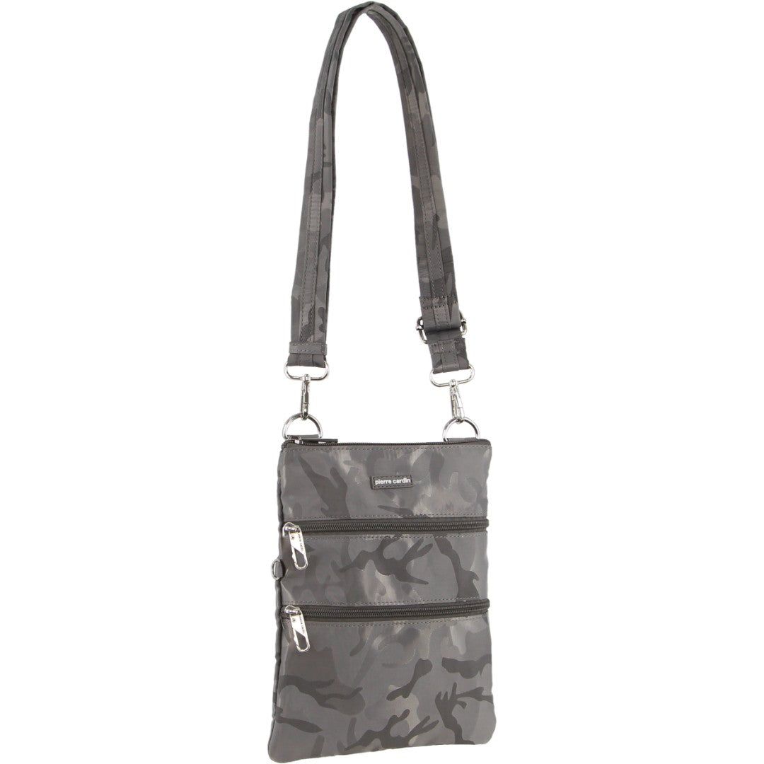 Anti-Theft Range Pierre Cardin Anti-Theft Cross Body Bag Damskie Szare Camo | PFBMQ-9647