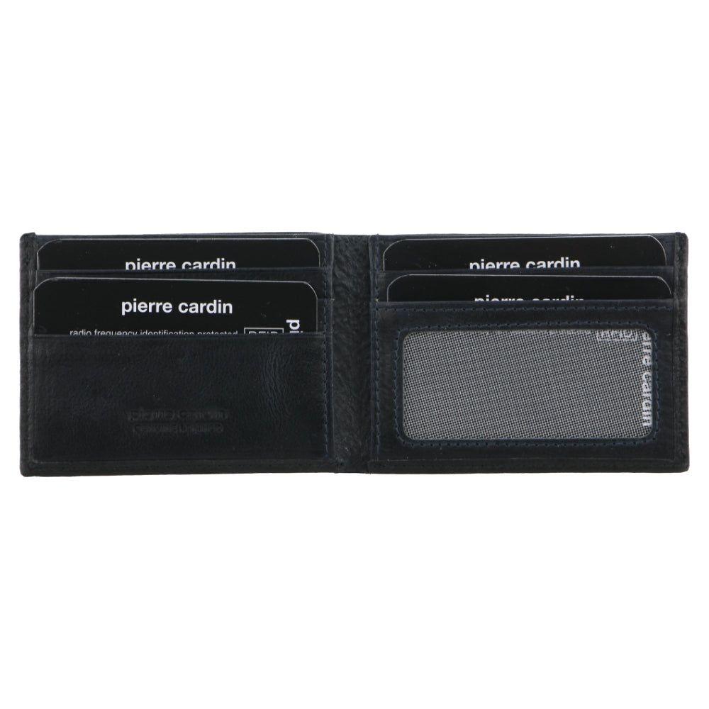 Bi-Fold Wallets Pierre Cardin Italian Leather Two Tone Wallet Card Holder Męskie Czarne | PXQGZ-4975
