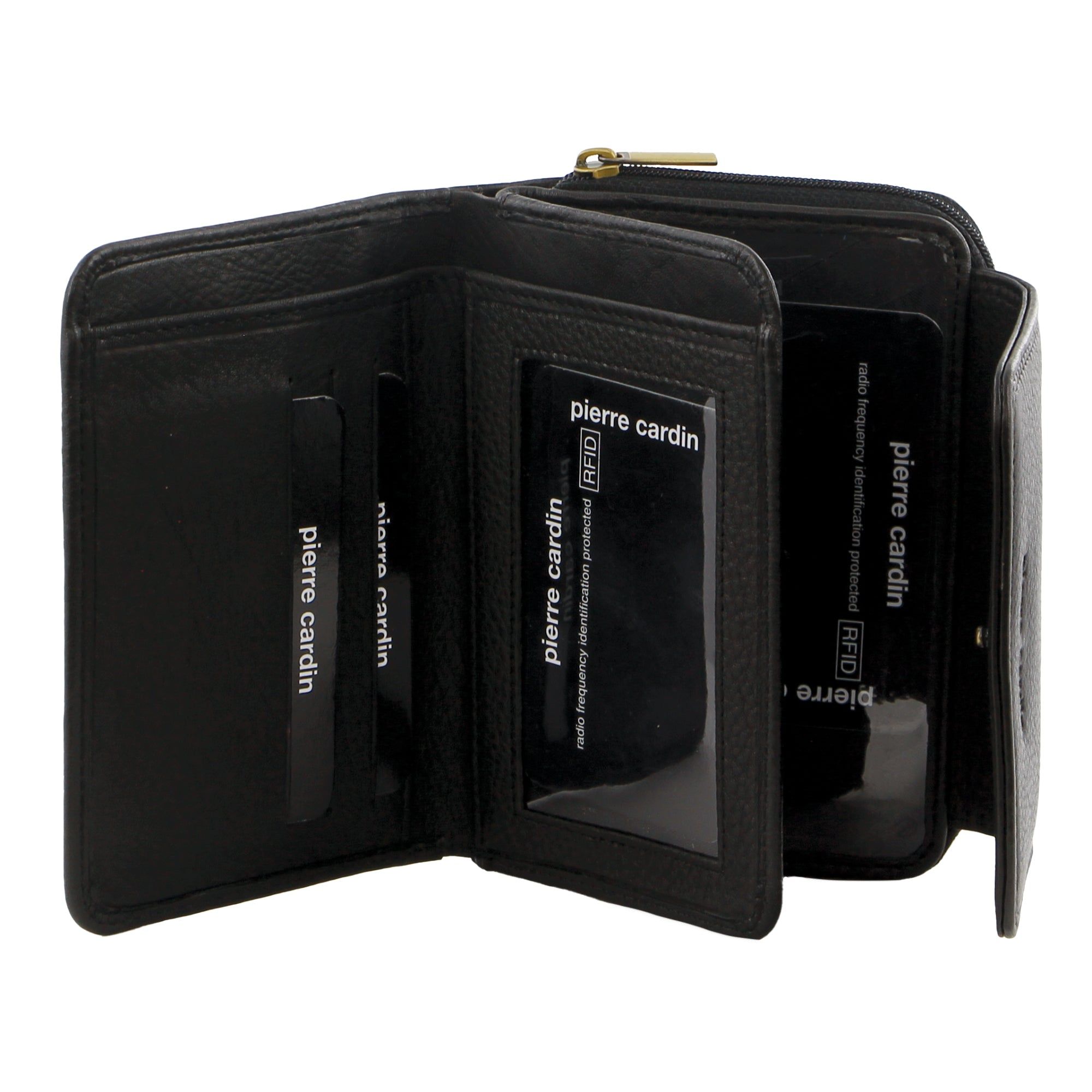 Bi-Fold Wallets Pierre Cardin Leather Compact Bi-Fold Tab Wallet Damskie Czarne | GUKIL-9651