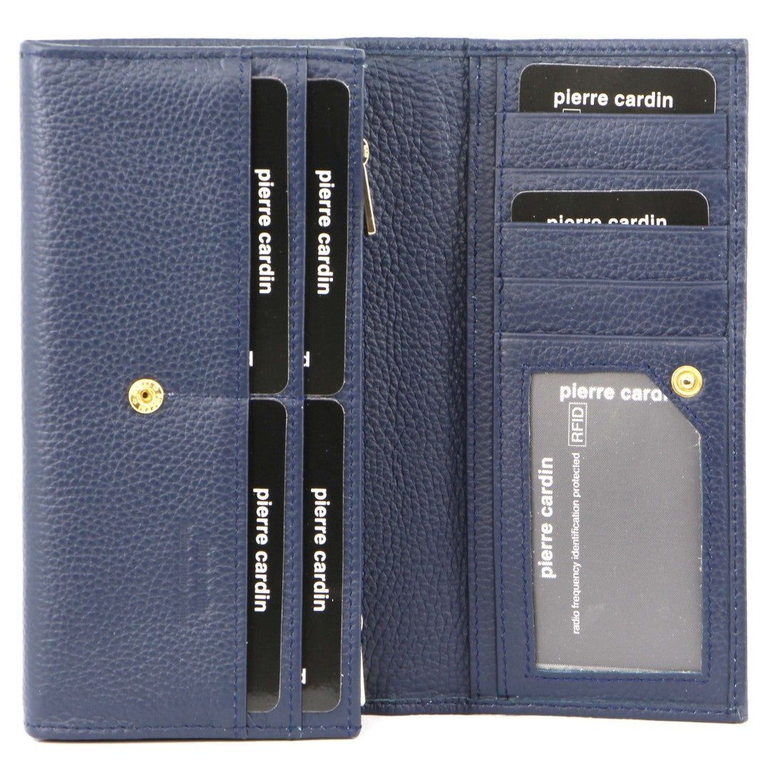 Bi-Fold Wallets Pierre Cardin Rustic Leather Wallet Damskie Granatowe | QUDWG-1275