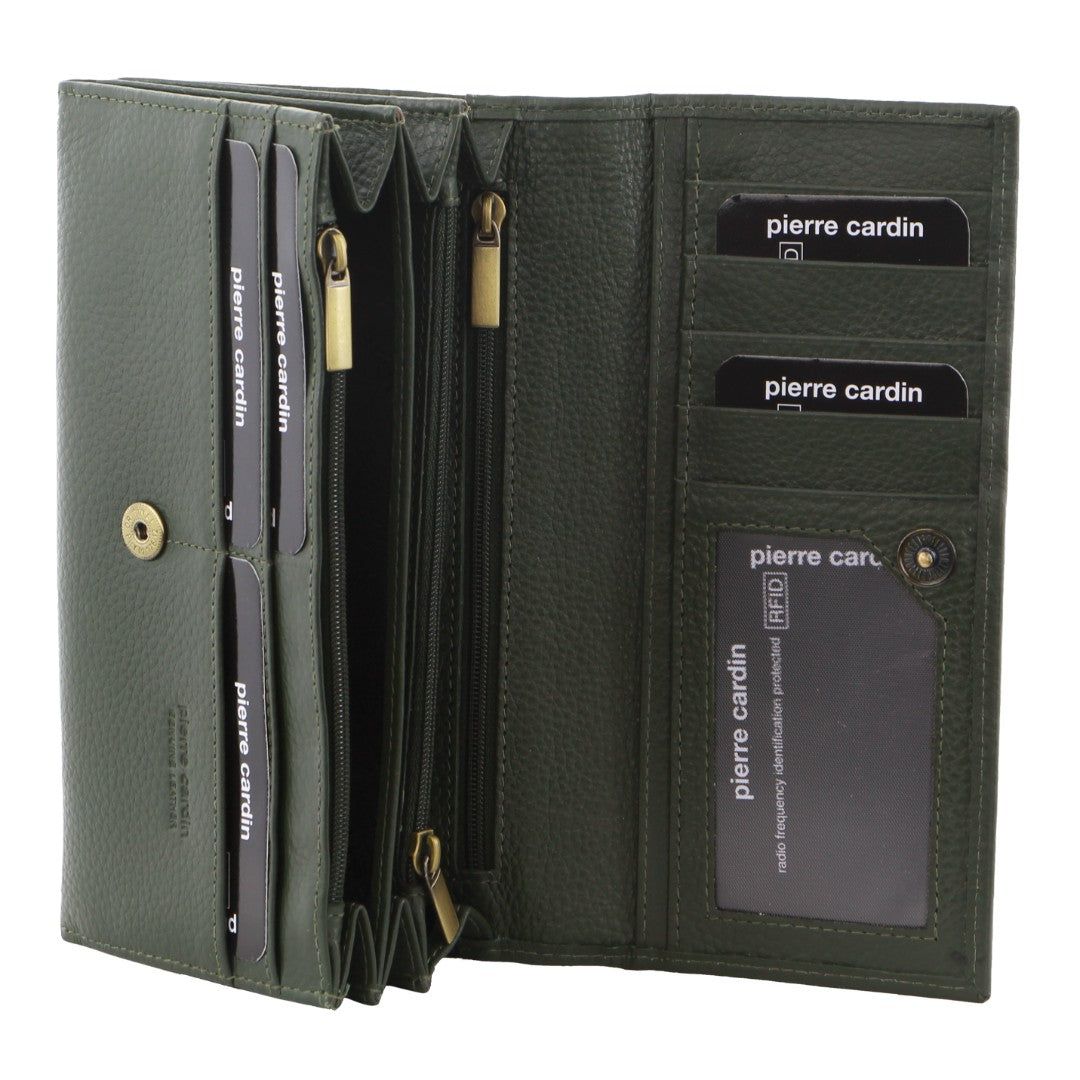 Bi-Fold Wallets Pierre Cardin Rustic Leather Wallet Damskie GrapeLeaf | YJAXN-8092