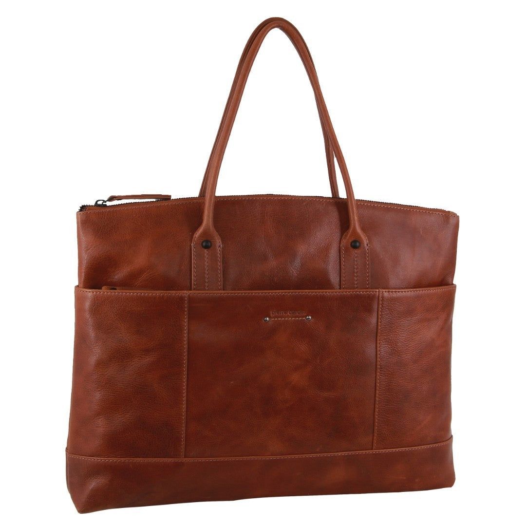 Business Computer Bags Pierre Cardin Leather Computer Bag Męskie Brązowe | HEJPA-5487