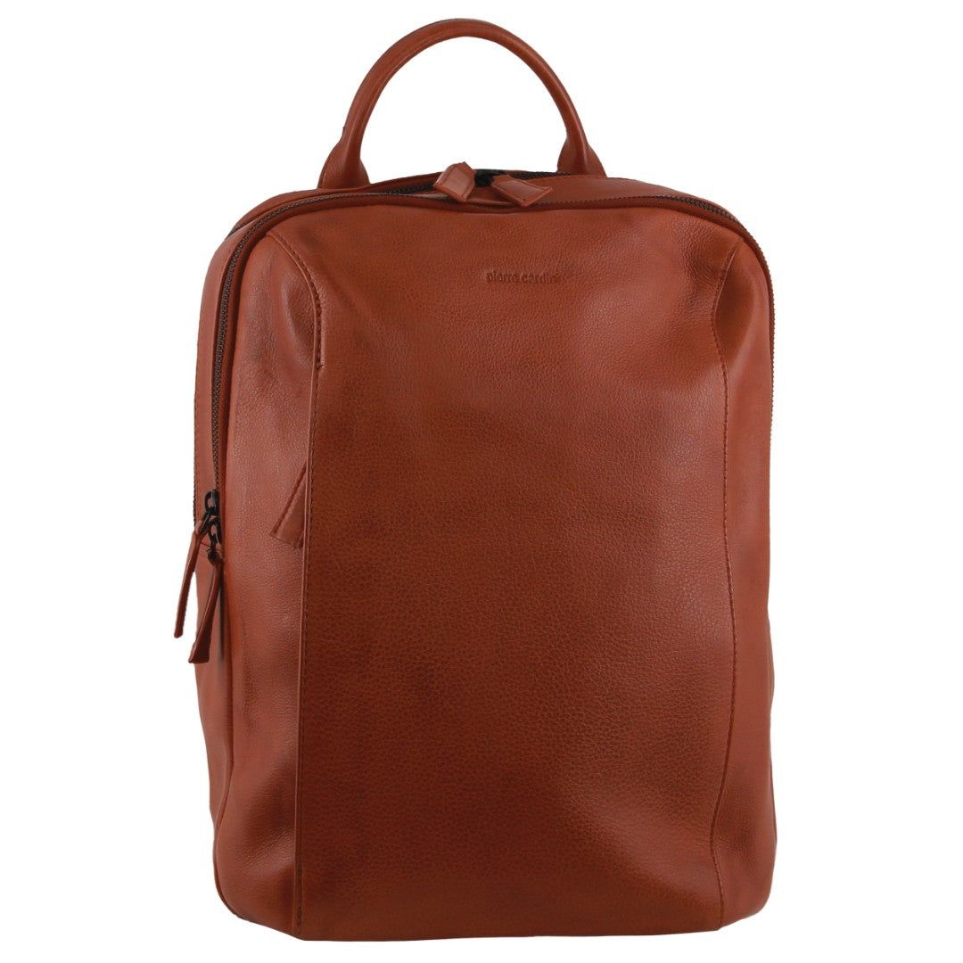 Business Computer Bags Pierre Cardin Leather Business Laptop Backpack Męskie Brązowe | AOXEZ-8174