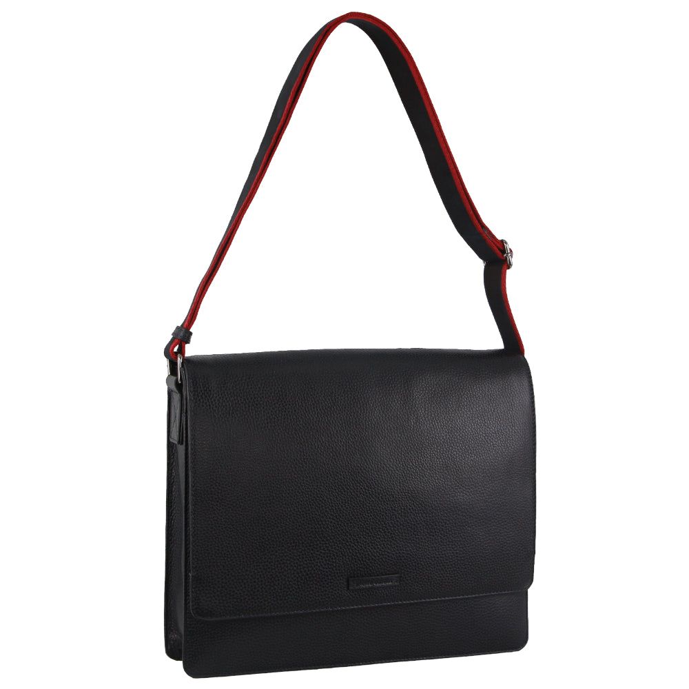 Business Computer Bags Pierre Cardin Leather Flap-over Computer Bag Męskie Granatowe | PMIQF-7186