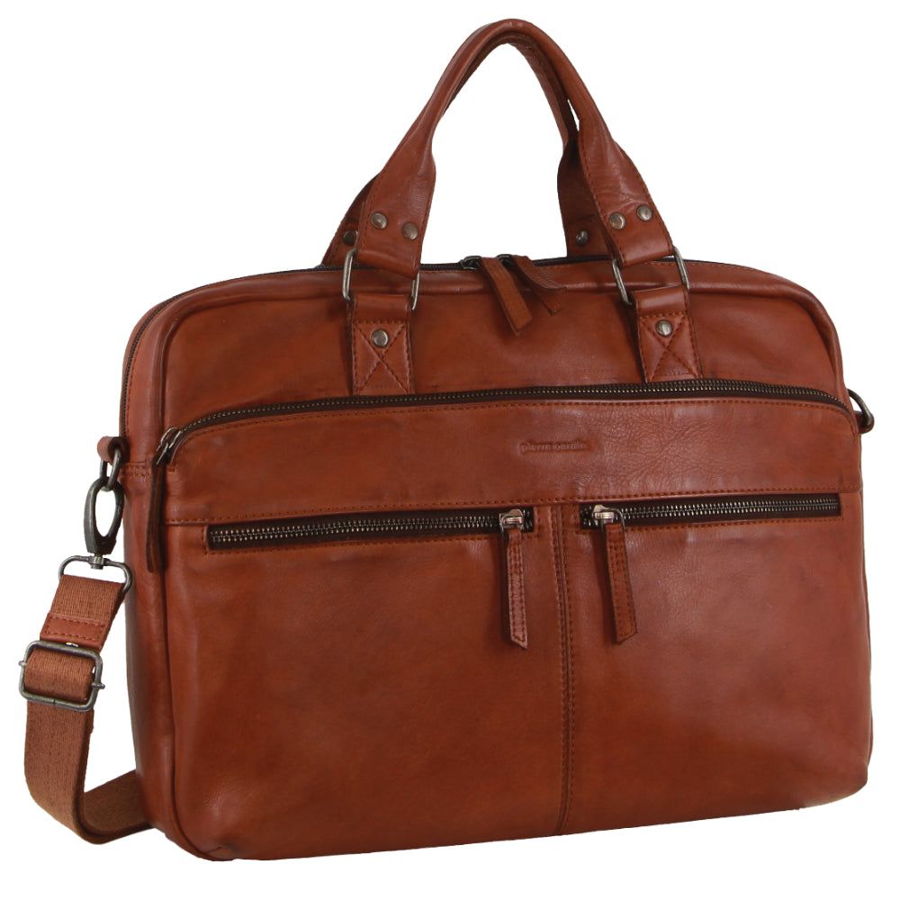 Business Computer Bags Pierre Cardin Multi-Compartment Leather Computer Bag Męskie Brązowe | ICJTA-8905