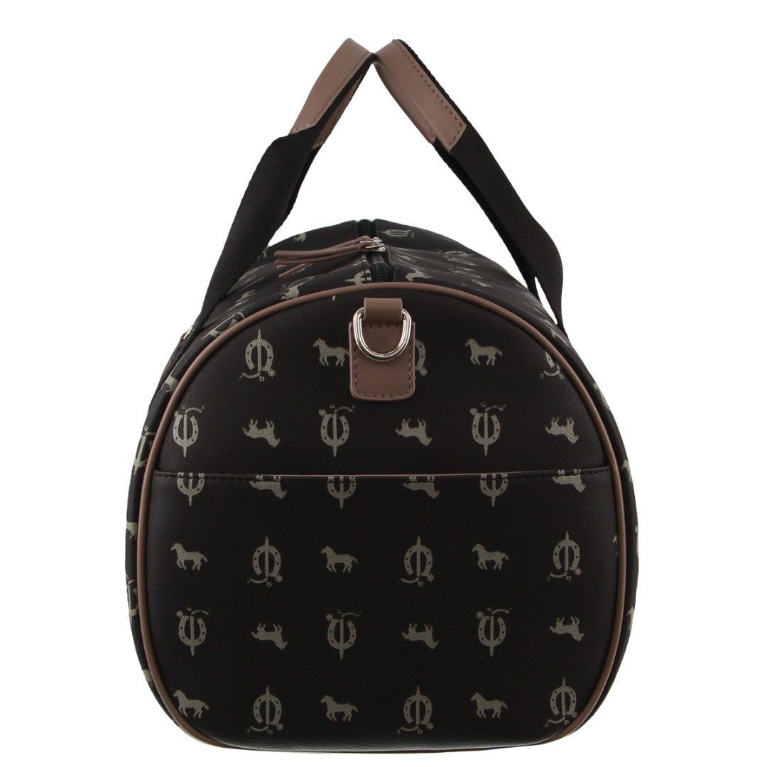 Canvas Bags Pierre Cardin Leather Canvas Print Design Duffle Bag Męskie Czarne | BYGIH-2106