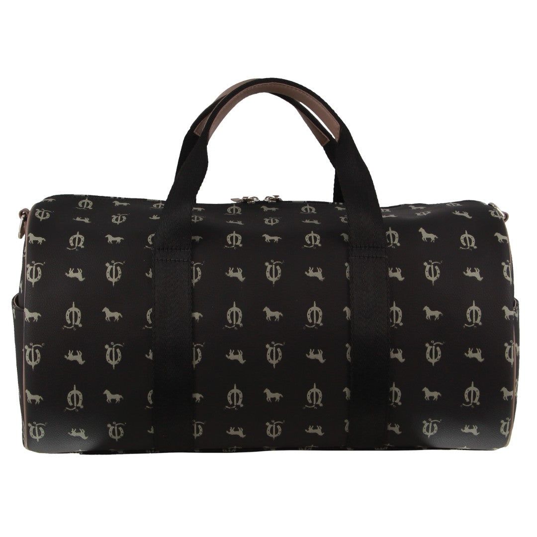 Canvas Bags Pierre Cardin Leather Canvas Print Design Duffle Bag Męskie Czarne | BYGIH-2106