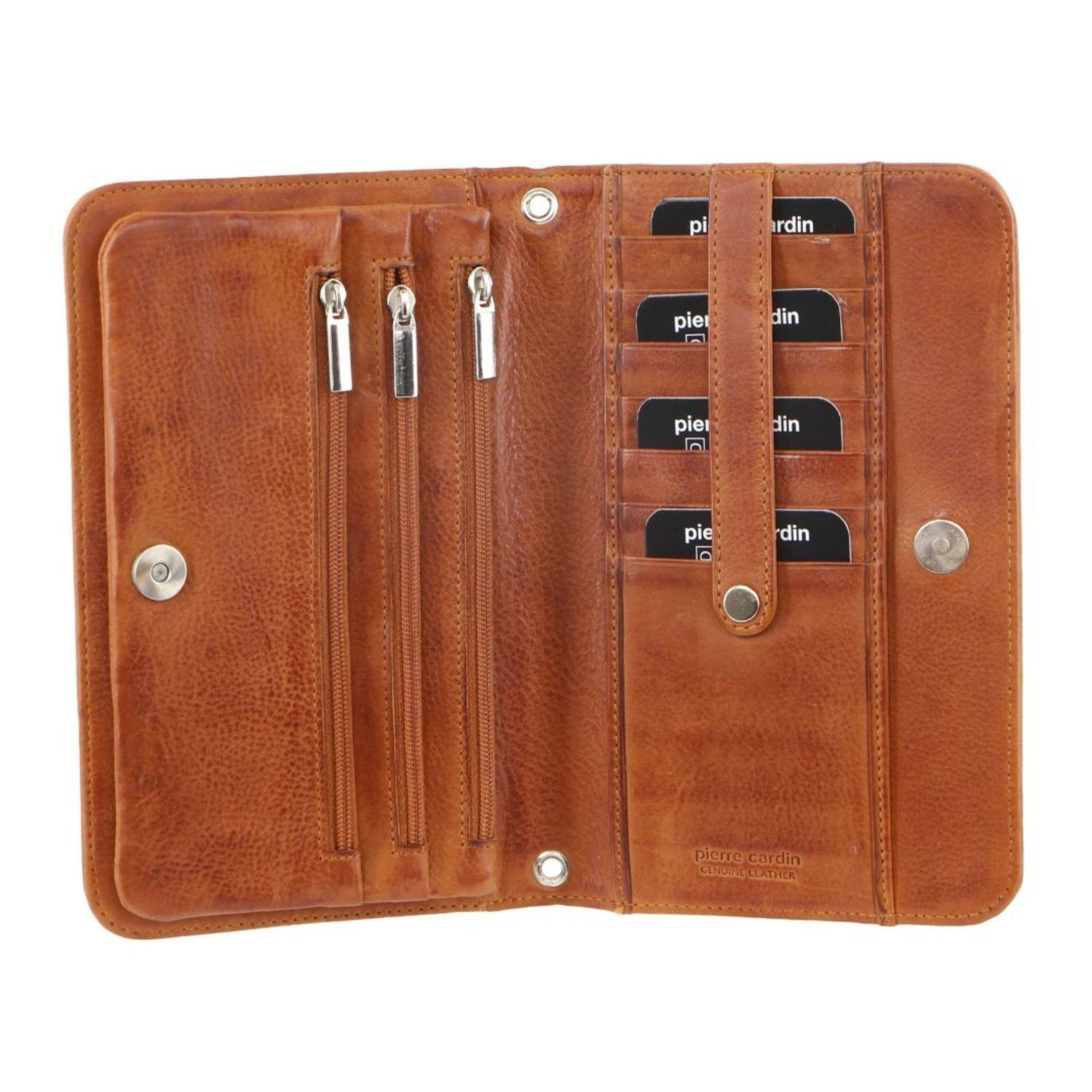 Duże Portfele Pierre Cardin Genuine Leather Clutch Wallet Bag Damskie Brązowe | VSTXH-8401