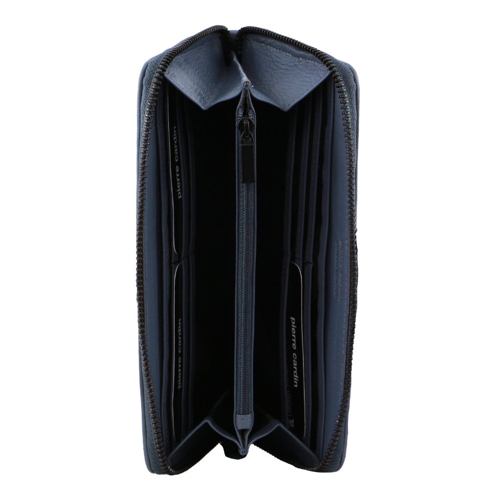 Duże Portfele Pierre Cardin Italian Pleated Leather Zip Wallet Damskie Turkusowe | EQFTH-6053